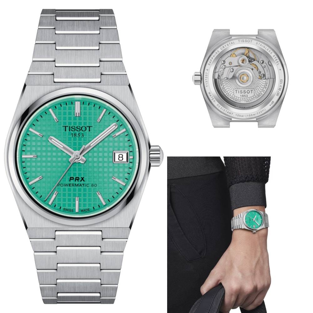 Buy Shop Tissot PRX Powermatic 80 Light Green Dial Silver Steel Strap Watch for Men - T137.207.11.091.01 USA Online