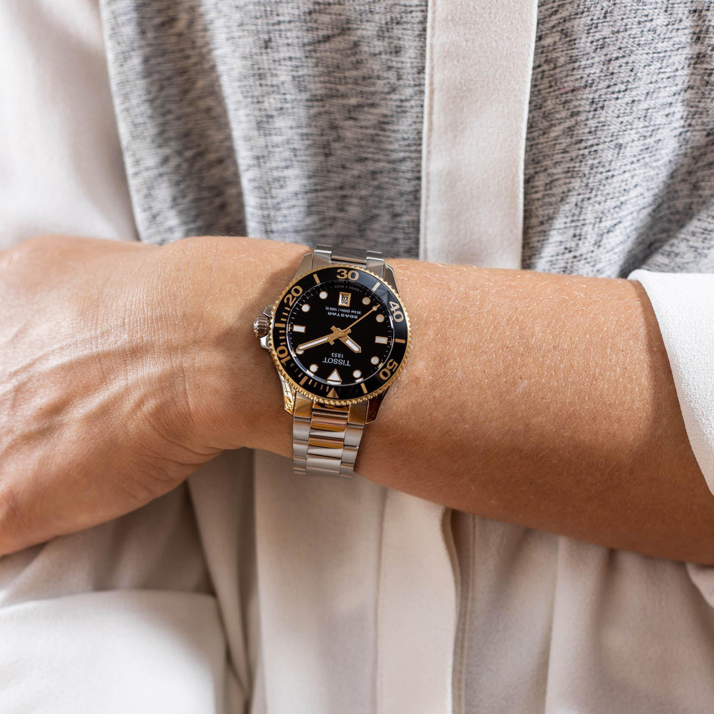 Buy Shop Tissot Seastar 1000 Black Dial Silver Steel Strap Watch For Men - T120.210.21.051.00 USA Online