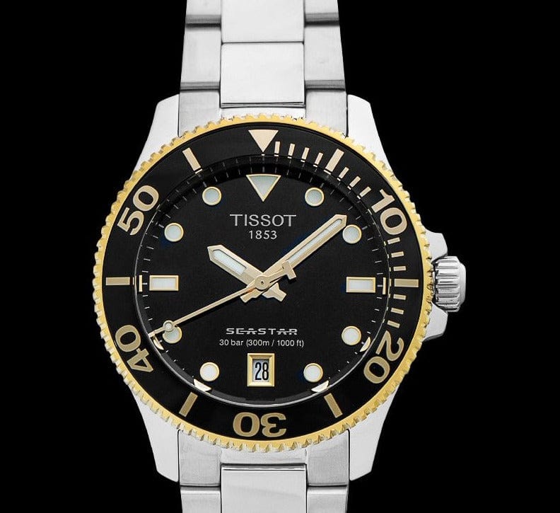 Buy Shop Tissot Seastar 1000 Black Dial Silver Steel Strap Watch For Men - T120.210.21.051.00 USA Online