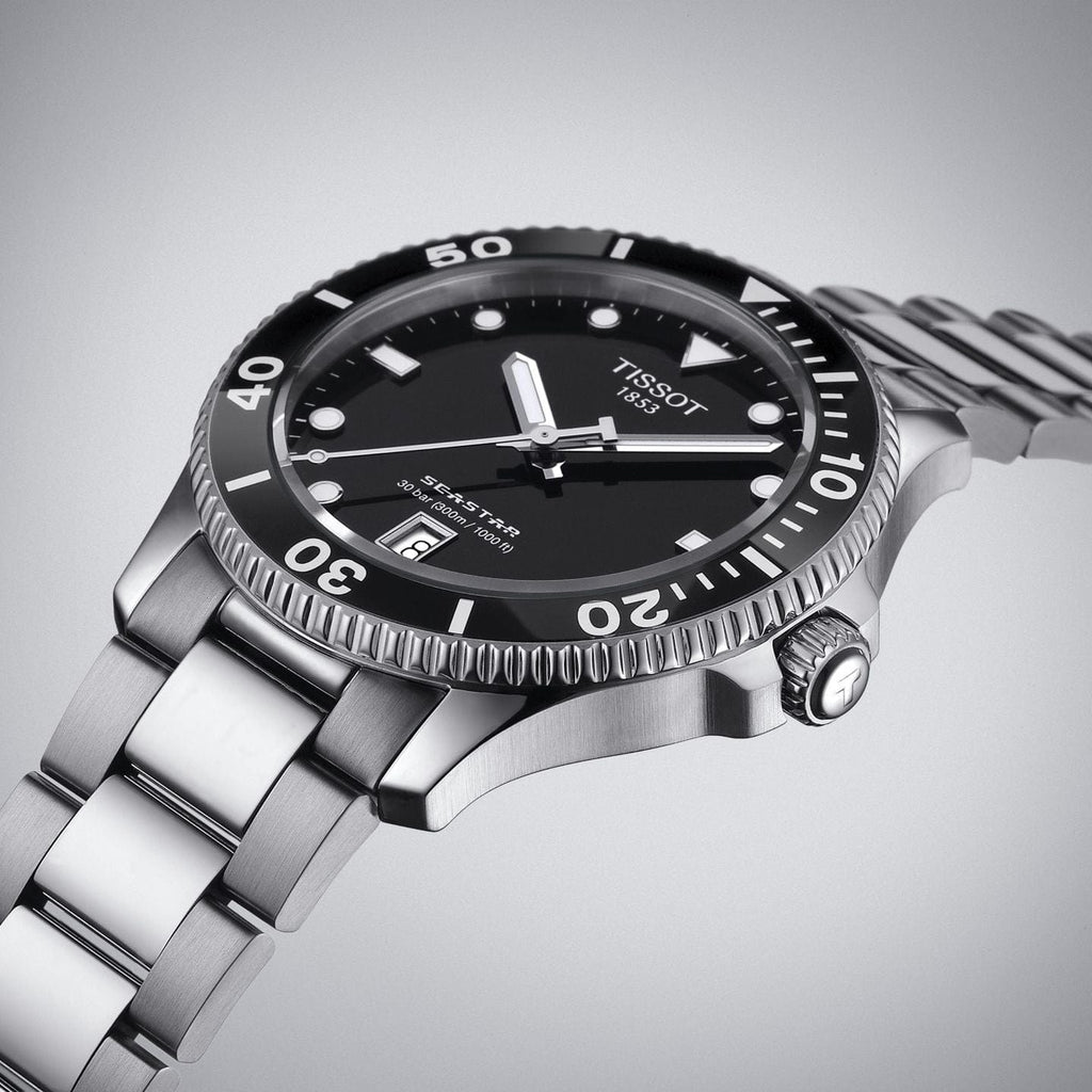 Buy Shop Tissot Seastar 1000 Black Dial Silver Steel Strap Watch For Men - T120.410.11.051.00 USA Online