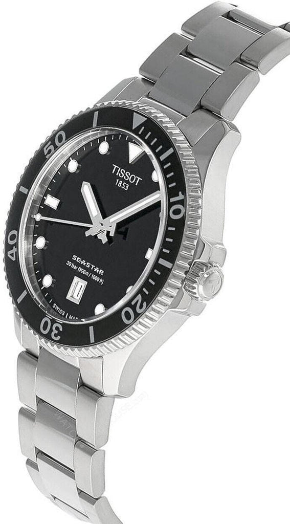 Buy Shop Tissot Seastar 1000 Black Dial Silver Steel Strap Watch For Men - T120.410.11.051.00 USA Online