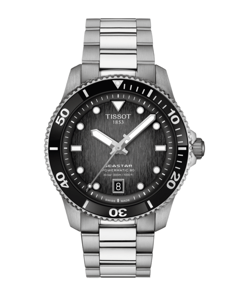 Buy Shop Tissot Seastar 1000 Black Dial Silver Steel Strap Watch For Men - T120.410.11.051.00 USA Online