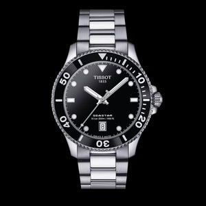 Buy Shop Tissot Seastar 1000 Black Dial Silver Steel Strap Watch For Men - T120.410.11.051.00 USA Online