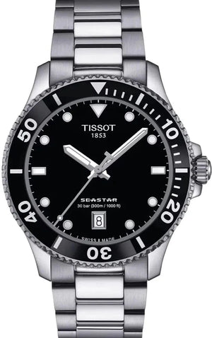 Buy Shop Tissot Seastar 1000 Black Dial Silver Steel Strap Watch For Men - T120.410.11.051.00 USA Online