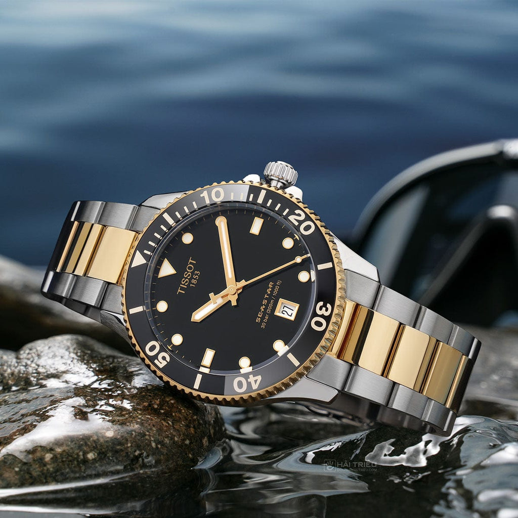 Buy Shop Tissot Seastar 1000 Black Dial Two Tone Steel Strap Watch For Men - T120.410.22.051.00 USA Online