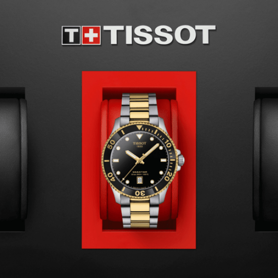 Buy Shop Tissot Seastar 1000 Black Dial Two Tone Steel Strap Watch For Men - T120.410.22.051.00 USA Online