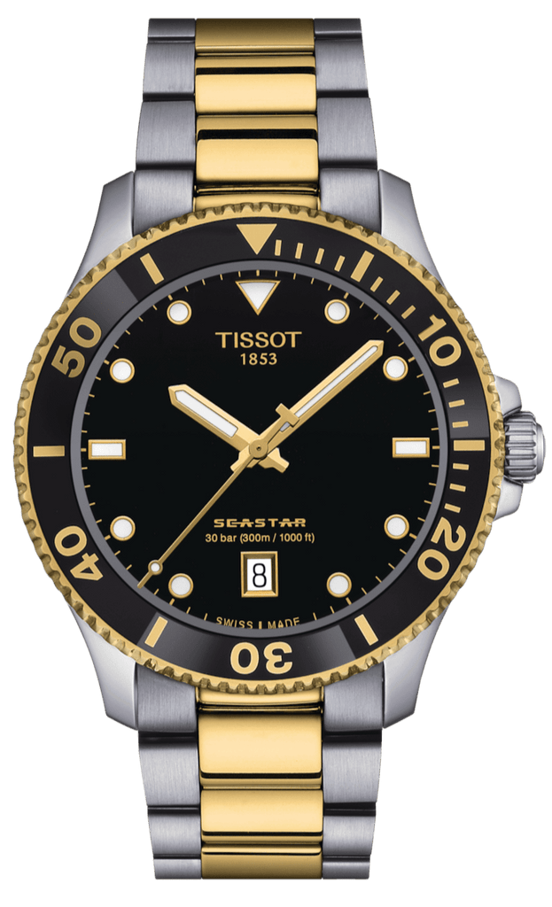 Buy Shop Tissot Seastar 1000 Black Dial Two Tone Steel Strap Watch For Men - T120.410.22.051.00 USA Online