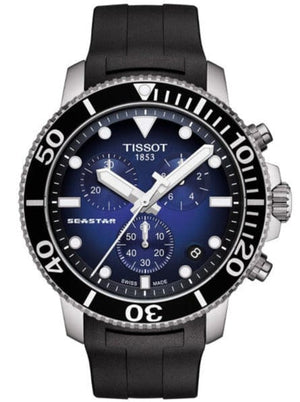 Buy Shop Tissot Seastar 1000 Chronograph Blue Dial Black Rubber Strap Watch For Men - T120.417.17.041.00 USA Online