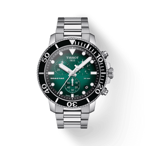 Buy Shop Tissot Seastar 1000 Chronograph Green Dial Silver Steel Strap Watch For Men - T120.417.11.091.01 USA Online