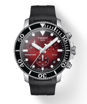 Buy Shop Tissot Seastar 1000 Chronograph Red Dial Black Rubber Strap Watch For Men - T120.417.17.421.00 USA Online
