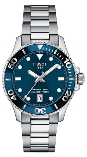 Buy Shop Tissot Seastar 1000 Lady Blue Dial Silver Steel Strap Watch For Women - T120.210.11.041.00 USA Online