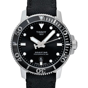 Buy Shop Tissot Seastar 1000 Powermatic 80 Black Dial Black Nylon Strap Watch For Men - T120.407.17.051.00 USA Online