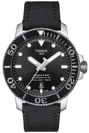 Buy Shop Tissot Seastar 1000 Powermatic 80 Black Dial Black Nylon Strap Watch For Men - T120.407.17.051.00 USA Online