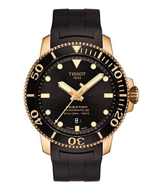 Buy Shop Tissot Seastar 1000 Powermatic 80 Black Dial Black Rubber Strap Watch for Men - T120.407.37.051.01 USA Online