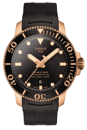 Buy Shop Tissot Seastar 1000 Powermatic 80 Black Dial Black Rubber Strap Watch for Men - T120.407.37.051.01 USA Online