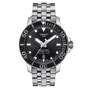 Buy Shop Tissot Seastar 1000 Powermatic 80 Black Dial Silver Steel Strap Watch For Men - T120.407.11.051.00 USA Online