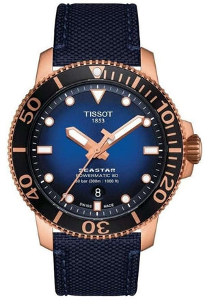 Buy Shop Tissot Seastar 1000 Powermatic 80 Blue Dial Blue Nylon Strap Watch for Men - T120.407.37.041.00 USA Online