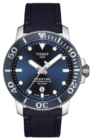 Buy Shop Tissot Seastar 1000 Powermatic 80 Silicium Blue Dial Blue Nylon Strap Watch For Men - T120.407.17.041.01 USA Online