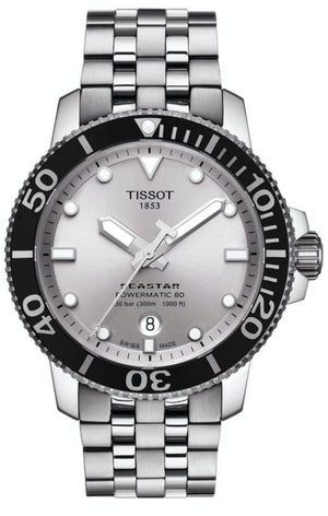 Buy Shop Tissot Seastar 1000 Powermatic 80 Silver Dial Silver Steel Strap Watch For Men - T120.407.11.031.00 USA Online