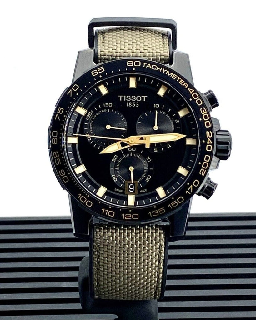 Buy Shop Tissot Supersport Chrono Black Dial Beige Nylon Strap Watch For Men - T125.617.37.051.01 USA Online
