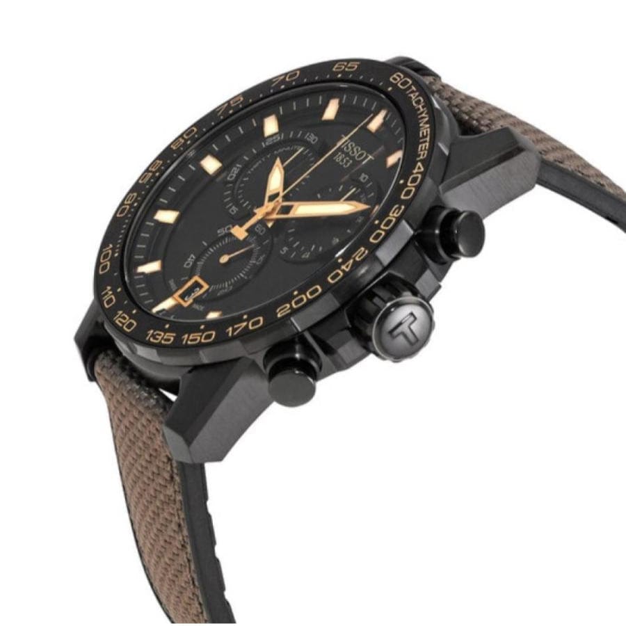 Buy Shop Tissot Supersport Chrono Black Dial Beige Nylon Strap Watch For Men - T125.617.37.051.01 USA Online