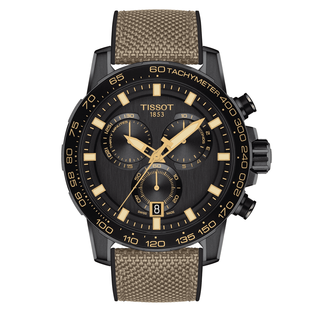 Buy Shop Tissot Supersport Chrono Black Dial Beige Nylon Strap Watch For Men - T125.617.37.051.01 USA Online