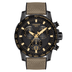 Buy Shop Tissot Supersport Chrono Black Dial Beige Nylon Strap Watch For Men - T125.617.37.051.01 USA Online