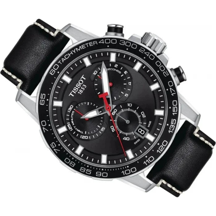 Buy Shop Tissot Supersport Chrono Black Dial Black Leather Strap Watch for Men - T125.617.16.051.00 USA Online