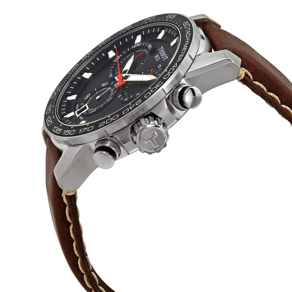 Buy Shop Tissot Supersport Chrono Black Dial Brown Leather Strap Watch for Men - T125.617.16.051.01 USA Online