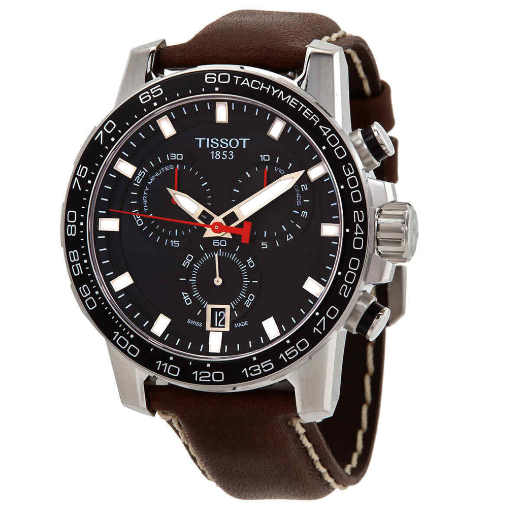 Buy Shop Tissot Supersport Chrono Black Dial Brown Leather Strap Watch for Men - T125.617.16.051.01 USA Online