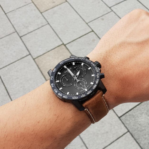 Buy Shop Tissot Supersport Chrono Black Dial Brown Leather Strap Watch for Men - T125.617.36.051.01 USA Online