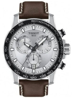 Buy Shop Tissot Supersport Chrono Silver Dial Brown Leather Strap Watch for Men - T125.617.16.031.00 USA Online