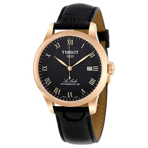 Buy Shop Tissot Le Locle Powermatic 80 Black Dial Black Leather Strap Watch For Men - T006.407.36.053.00 USA Online