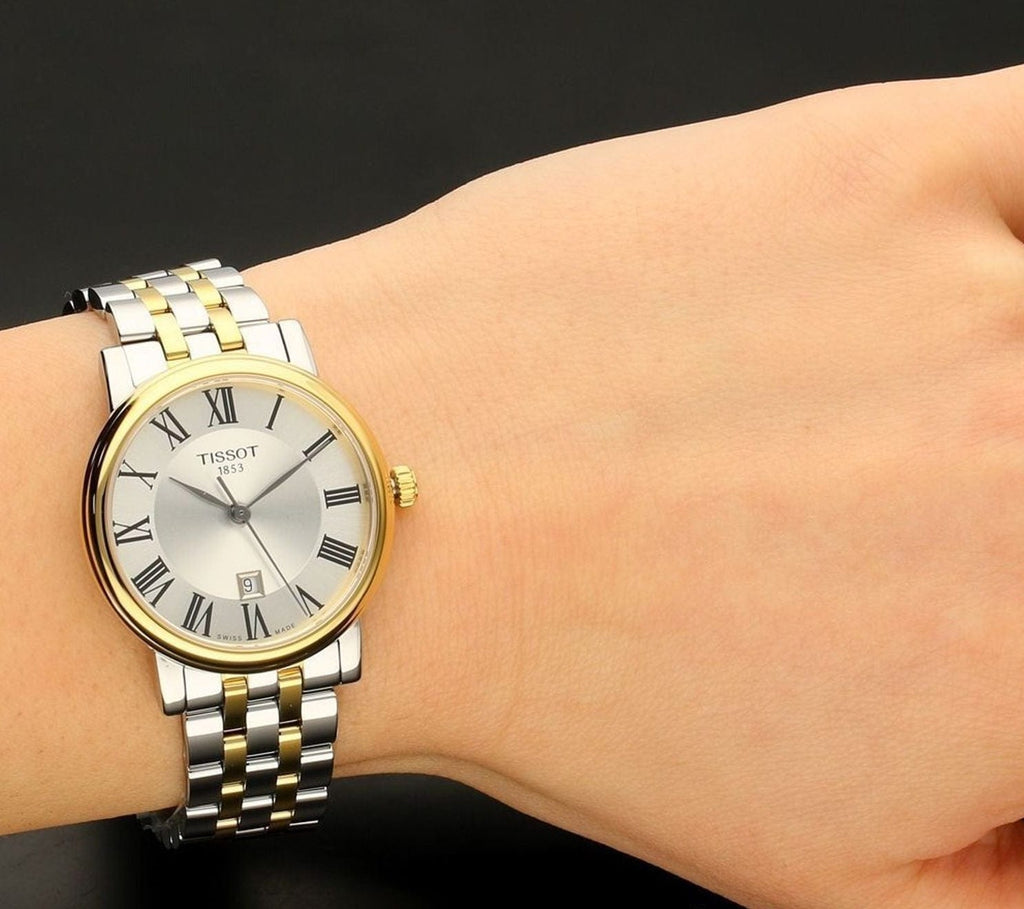 Buy Shop Tissot T Classic Carson Lady Premium Silver Dial Two Tone Steel Strap Watch For Women - T122.210.22.033.00 USA Online