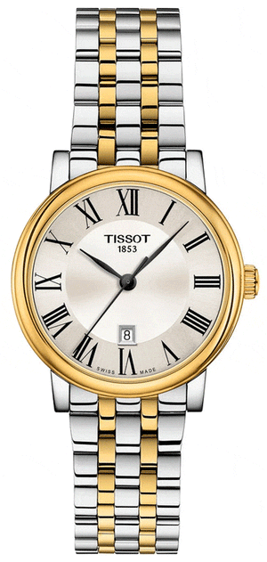 Buy Shop Tissot T Classic Carson Lady Premium Silver Dial Two Tone Steel Strap Watch For Women - T122.210.22.033.00 USA Online