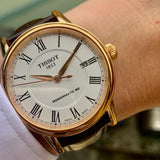 Buy Shop Tissot T Classic Carson Powermatic 80 White Dial Brown Leather Strap Watch for Men - T085.407.36.013.00 USA Online