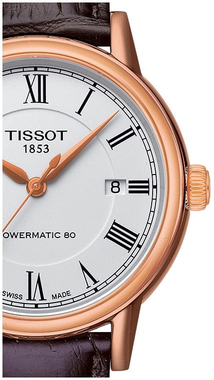 Buy Shop Tissot T Classic Carson Powermatic 80 White Dial Brown Leather Strap Watch for Men - T085.407.36.013.00 USA Online