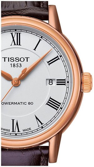 Buy Shop Tissot T Classic Carson Powermatic 80 White Dial Brown Leather Strap Watch for Men - T085.407.36.013.00 USA Online