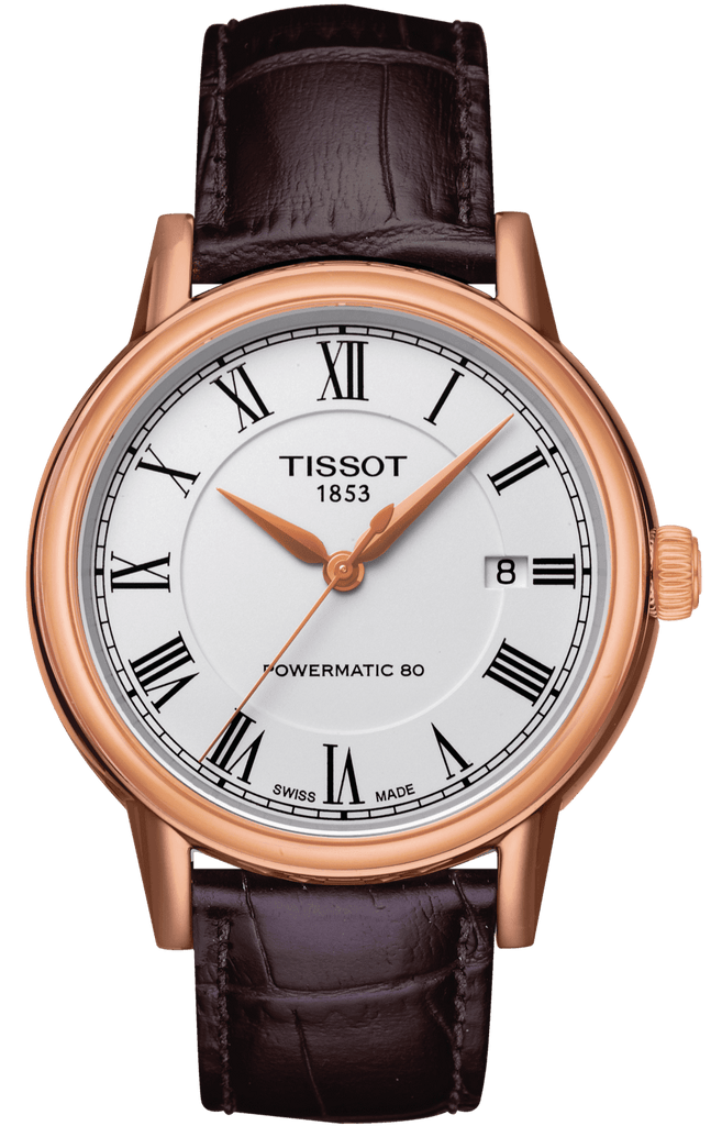 Buy Shop Tissot T Classic Carson Powermatic 80 White Dial Brown Leather Strap Watch for Men - T085.407.36.013.00 USA Online