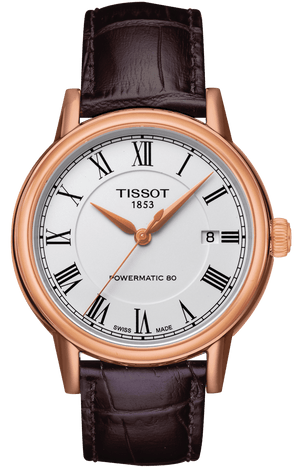 Buy Shop Tissot T Classic Carson Powermatic 80 White Dial Brown Leather Strap Watch for Men - T085.407.36.013.00 USA Online