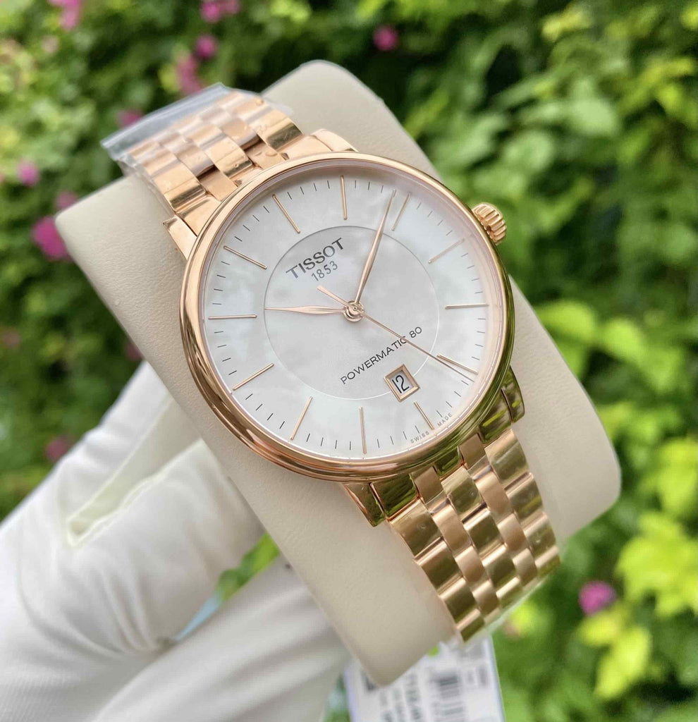 Buy Shop Tissot T Classic Carson Premium Automatic White Dial Rose Gold Steel Strap Watch for Men - T122.407.33.031.00 USA Online