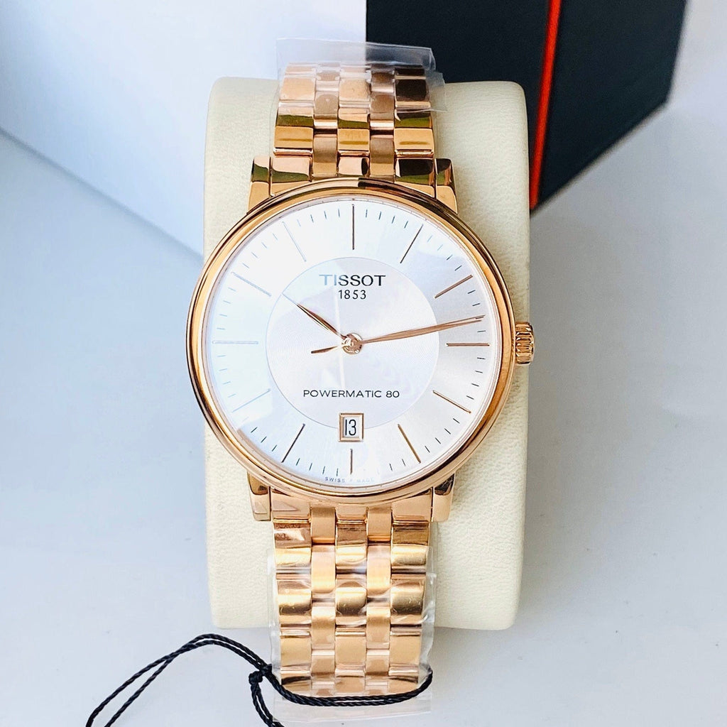 Buy Shop Tissot T Classic Carson Premium Automatic White Dial Rose Gold Steel Strap Watch for Men - T122.407.33.031.00 USA Online