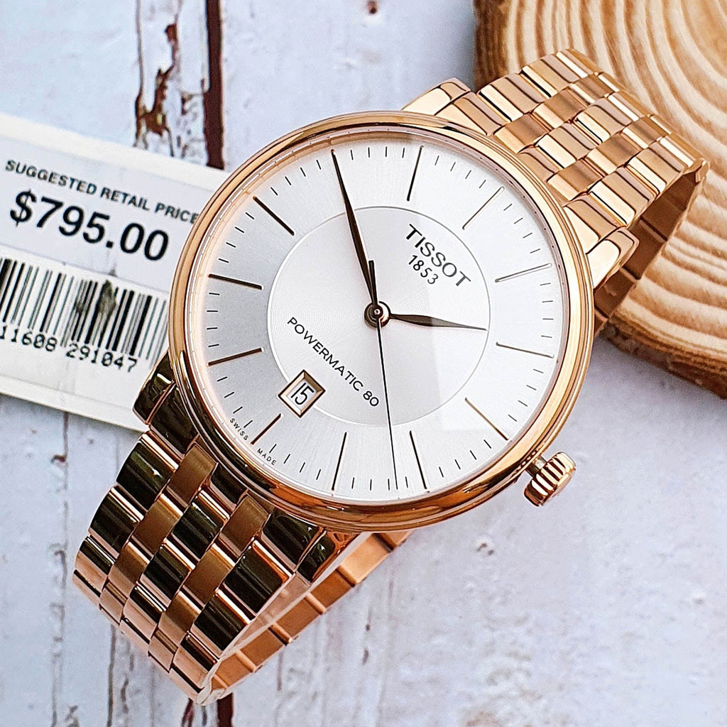 Buy Shop Tissot T Classic Carson Premium Automatic White Dial Rose Gold Steel Strap Watch for Men - T122.407.33.031.00 USA Online