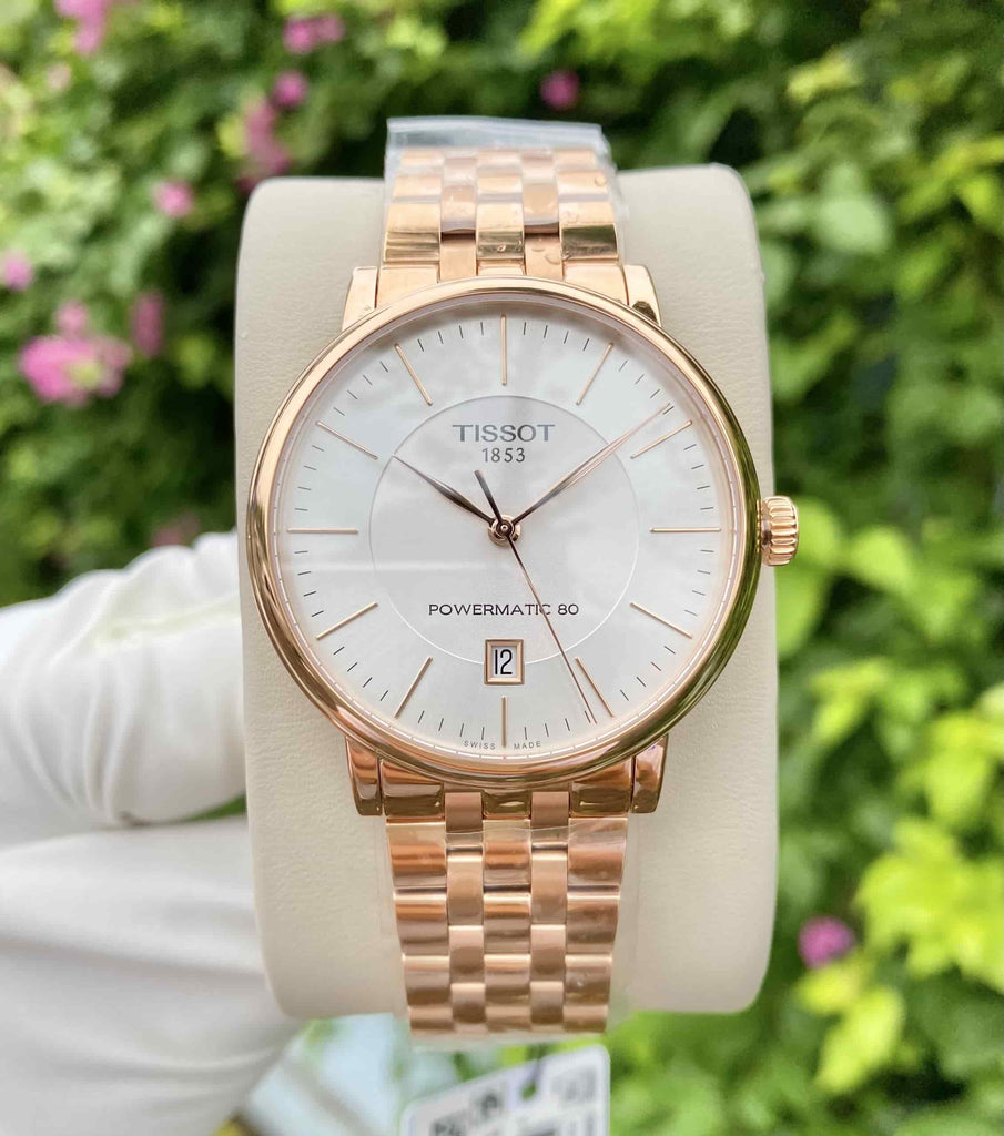 Buy Shop Tissot T Classic Carson Premium Automatic White Dial Rose Gold Steel Strap Watch for Men - T122.407.33.031.00 USA Online