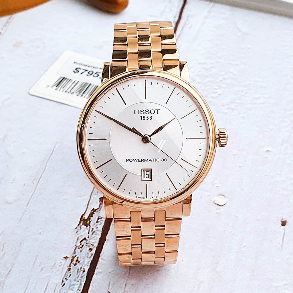 Buy Shop Tissot T Classic Carson Premium Automatic White Dial Rose Gold Steel Strap Watch for Men - T122.407.33.031.00 USA Online