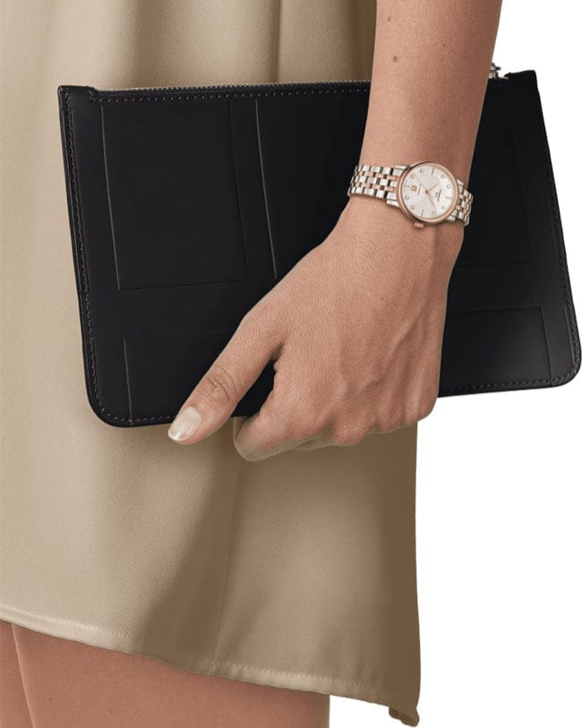 Buy Shop Tissot T Classic Carson Premium Diamonds White Dial Two Tone Steel Strap Watch for Women - T122.207.22.036.00 USA Online