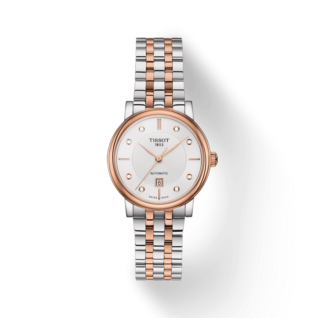 Buy Shop Tissot T Classic Carson Premium Diamonds White Dial Two Tone Steel Strap Watch for Women - T122.207.22.036.00 USA Online