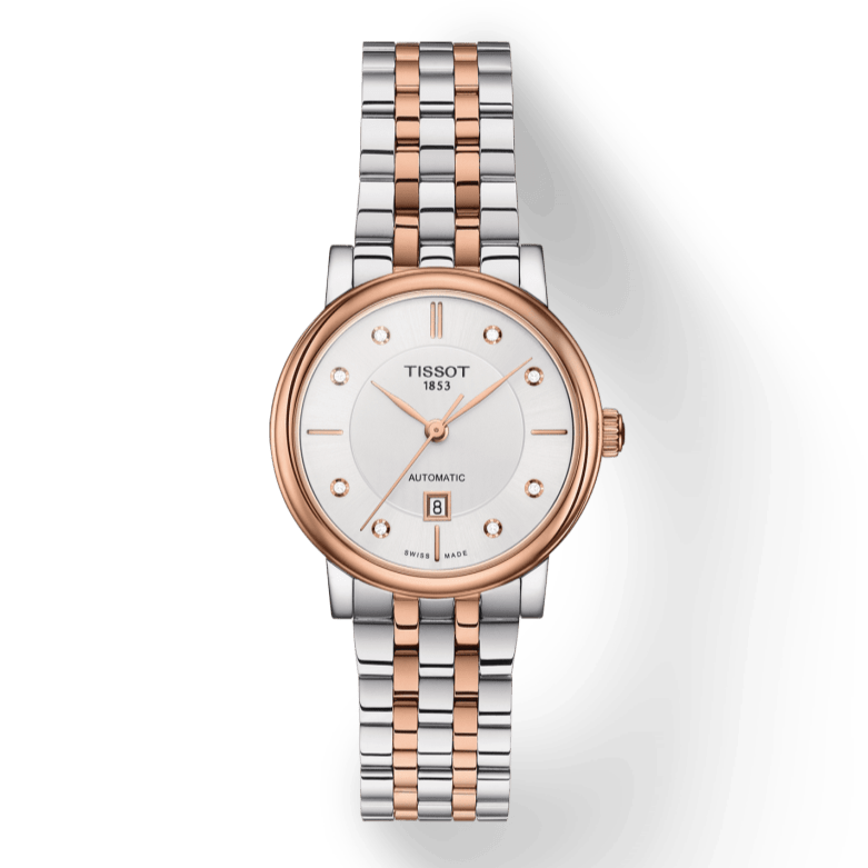 Buy Shop Tissot T Classic Carson Premium Diamonds White Dial Two Tone Steel Strap Watch for Women - T122.207.22.036.00 USA Online