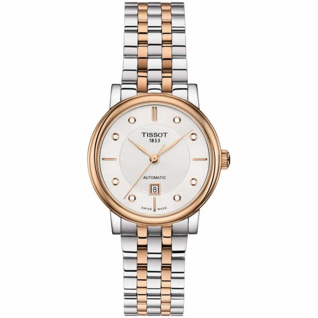 Buy Shop Tissot T Classic Carson Premium Diamonds White Dial Two Tone Steel Strap Watch for Women - T122.207.22.036.00 USA Online