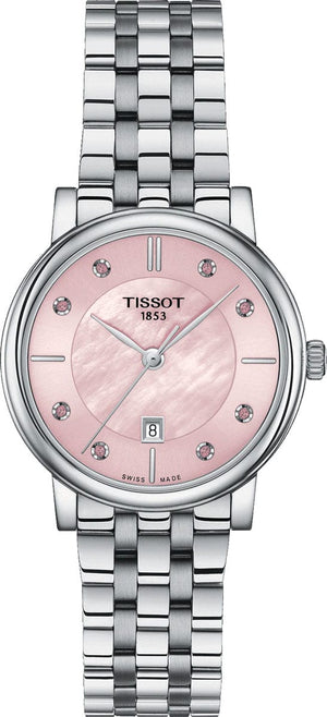 Buy Shop Tissot T Classic Carson Premium Lady Mother of Pearl Pink Dial Silver Steel Strap Watch For Women - T122.210.11.159.00 USA Online